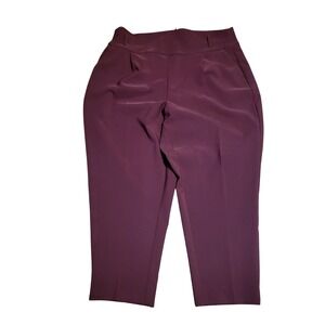 Torrid 20 High Rise Pleated Cropped Tapered Trousers Burgundy Plum